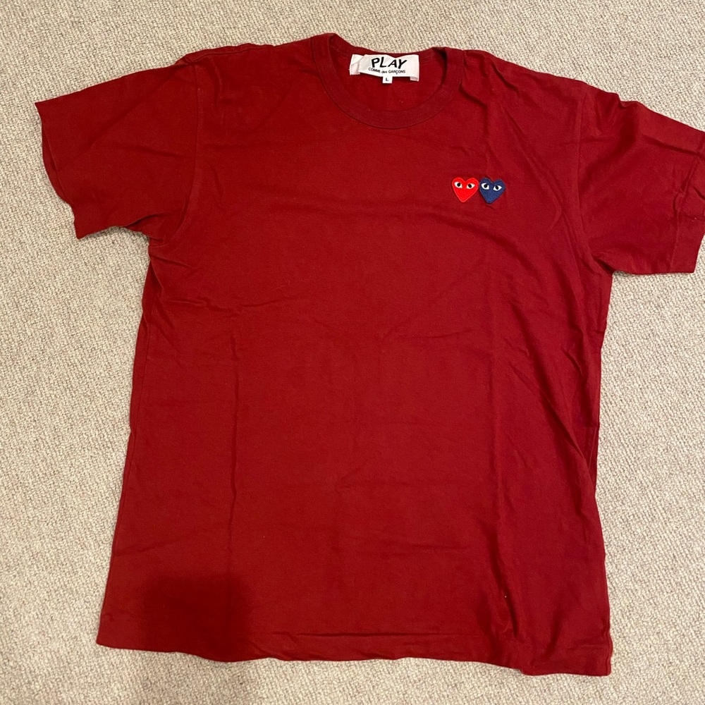 Comme Des Garçon Play double heart maroon